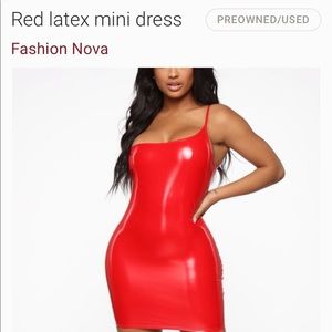 Latex red mini dress